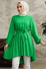 Neva Style - Green Hijab Turkish Tunic 41233Y - Thumbnail