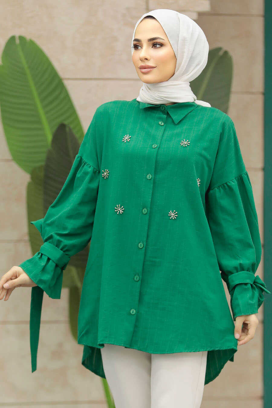 Neva Style - Green Islamic Clothing Tunic 603Y