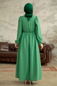 Neva Style - Green Long Dress for Muslim Ladies 5857Y - Thumbnail