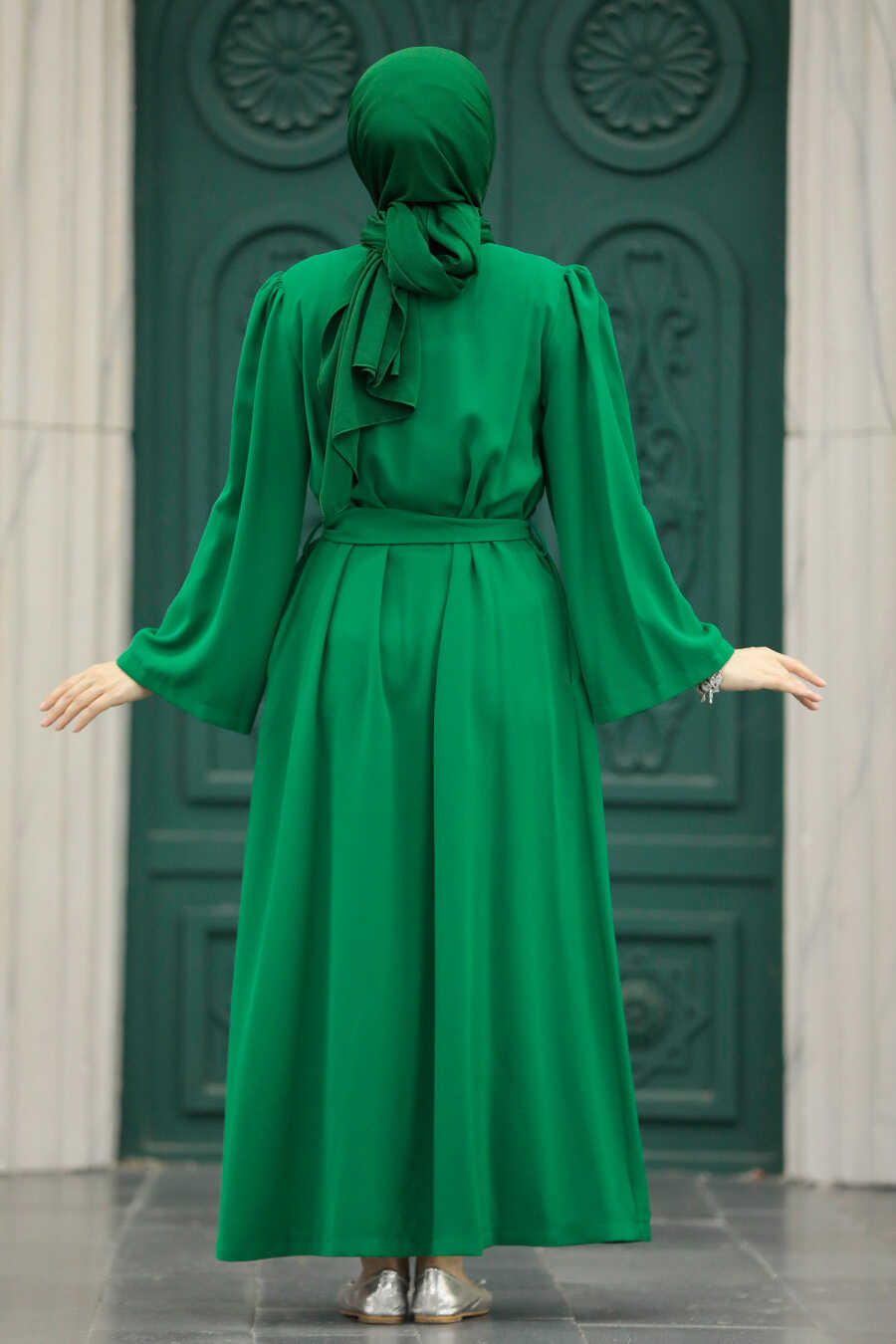 Neva Style - Green Long Sleeve Turkısh Abaya 8980Y