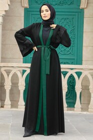 Neva Style - Green Plus Size Abaya 55440Y - Thumbnail