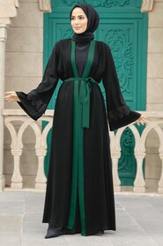 Neva Style - Green Plus Size Abaya 55440Y - Thumbnail