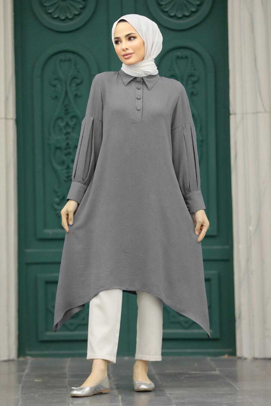 Neva Style - Grey Islamic Clothing Tunic 615GR