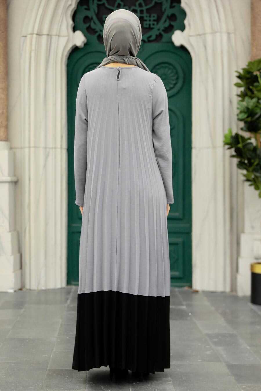 Neva Style - Grey Long Muslim Dress 76841GR