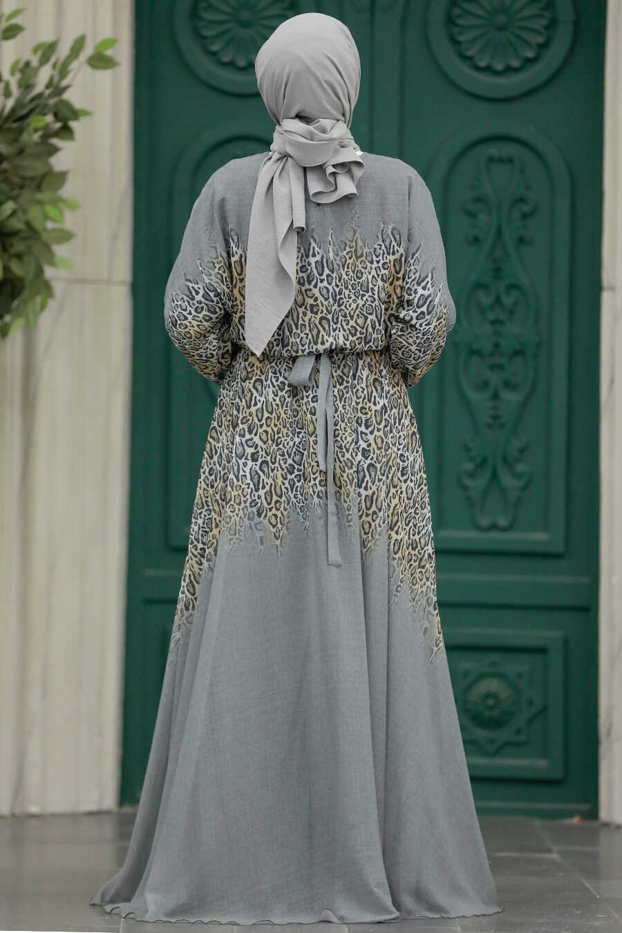Neva Style - Grey Muslim Long Dress Style 39821GR