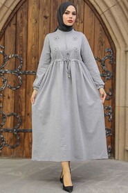 Neva Style - Grey Women Dress 1372GR - Thumbnail