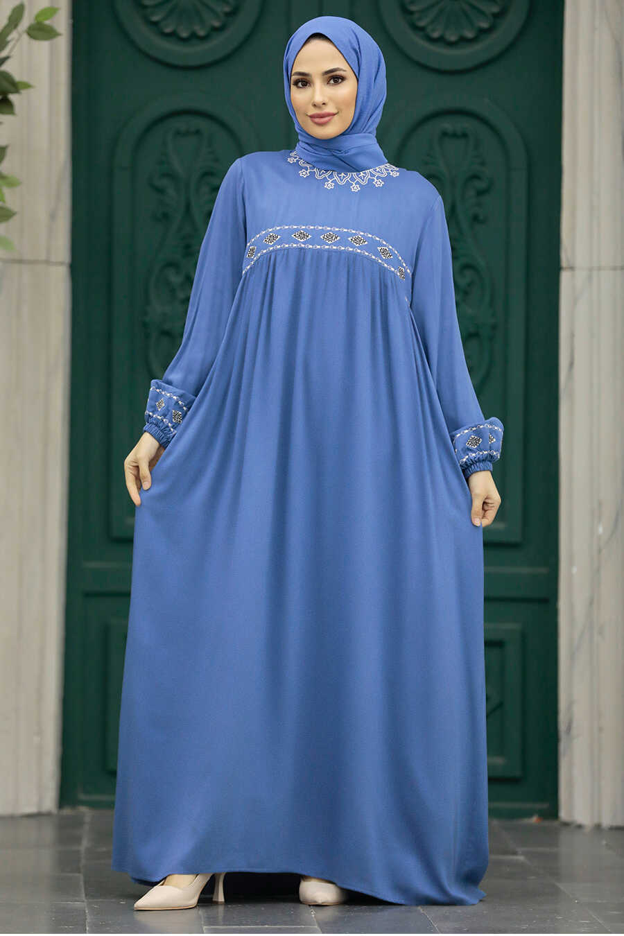 Neva Style İndigo Blue Hijab Turkish Dress 89581IM