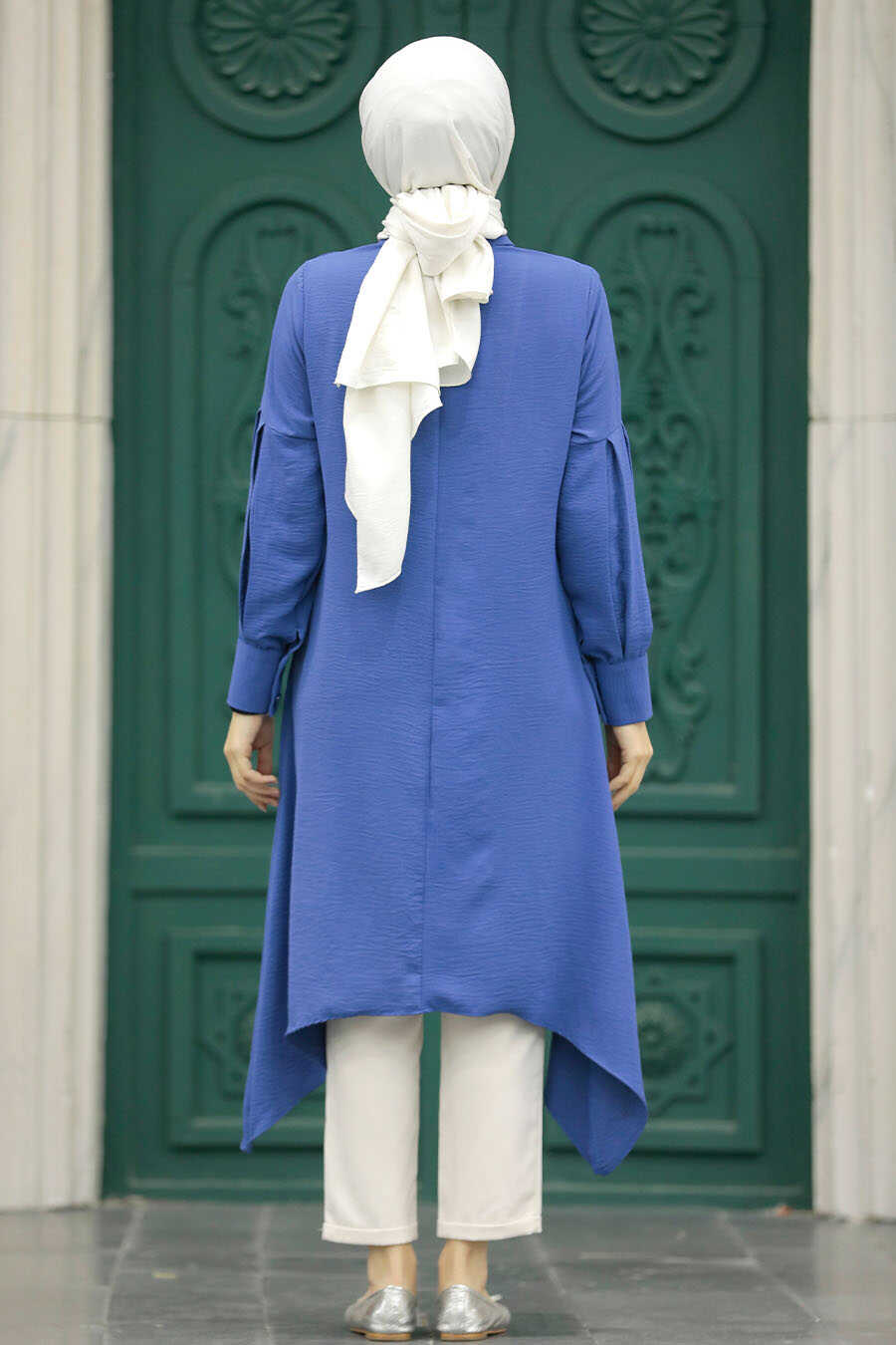 Neva Style - İndigo Blue Islamic Clothing Tunic 615IM
