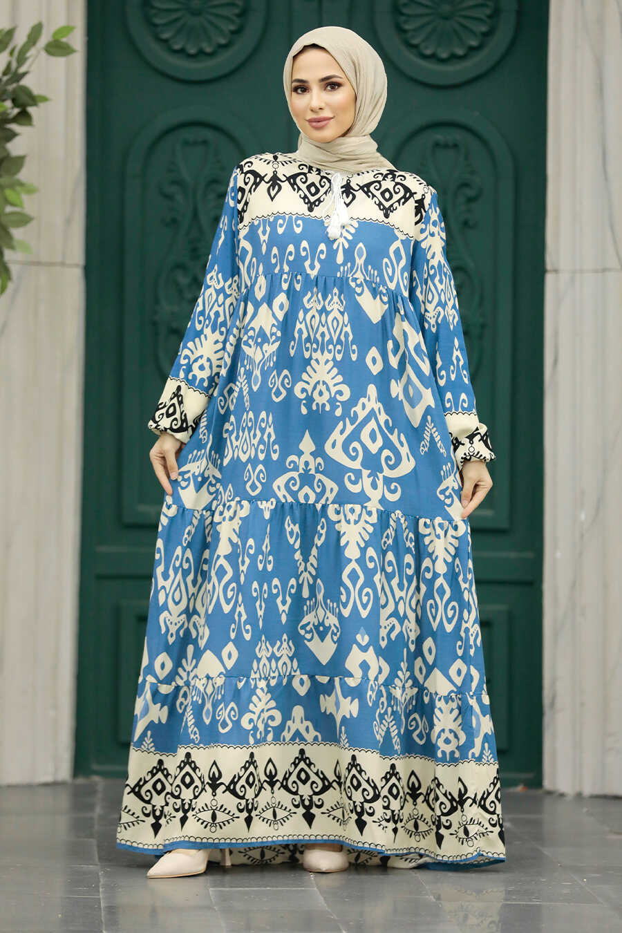 Neva Style - İndigo Blue Modest Dress 50004IM