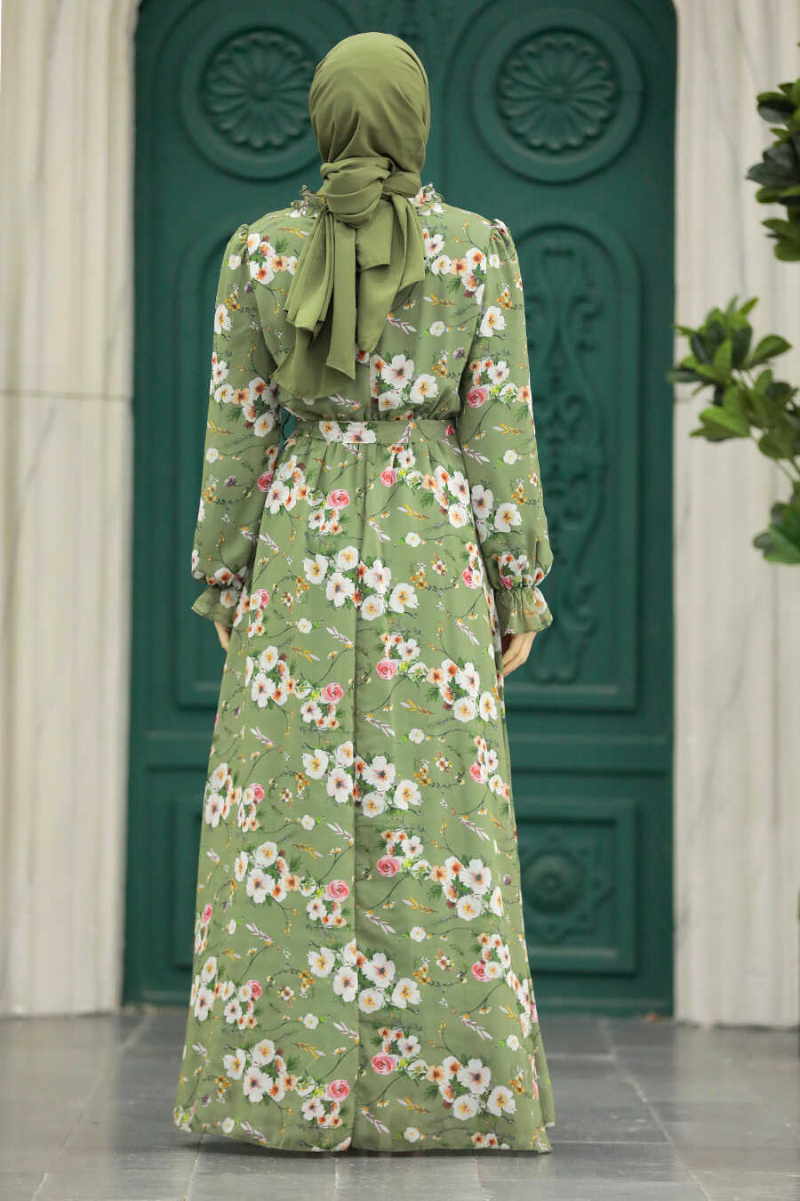 Neva Style - Khaki Hijab Dress 29711HK