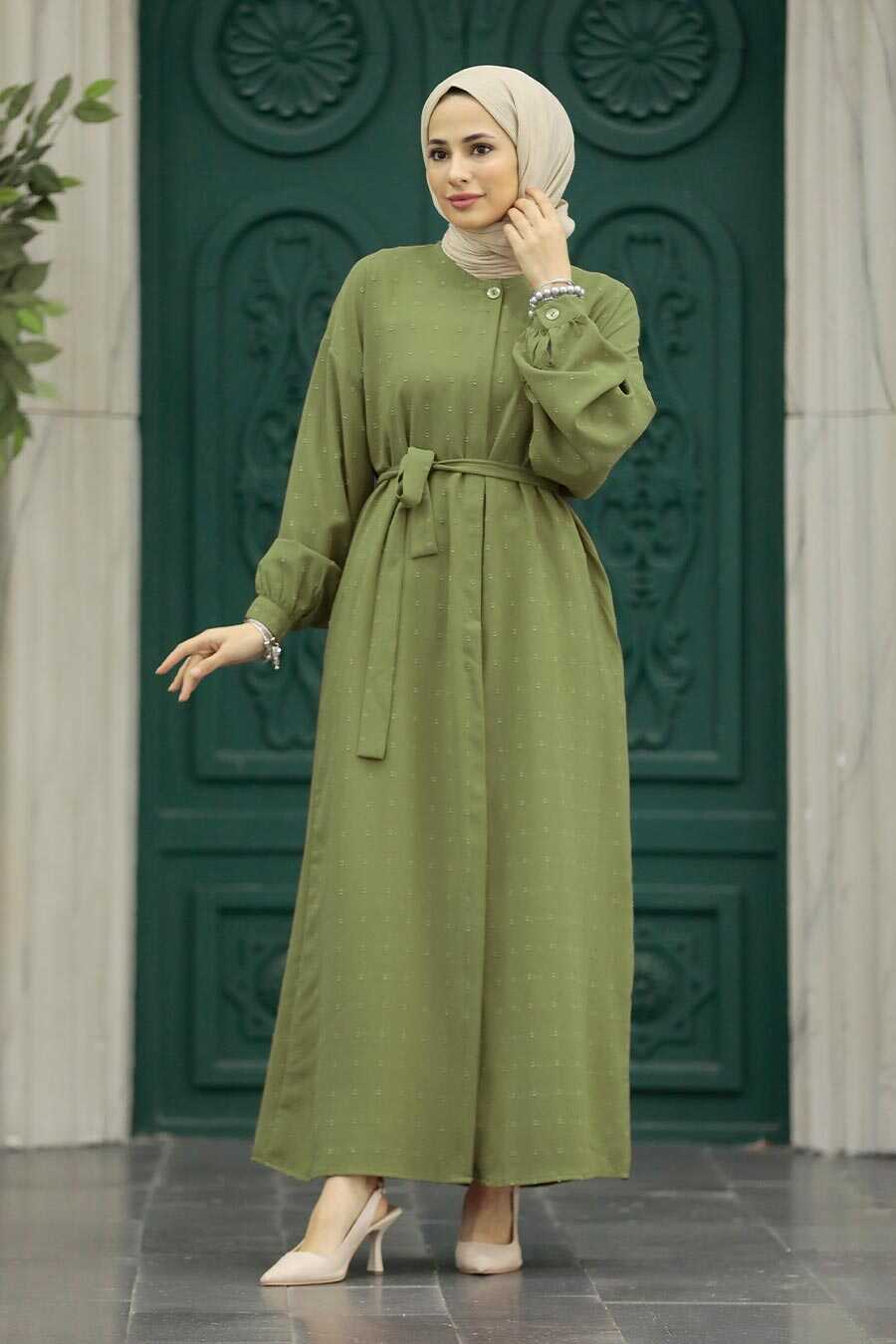 Neva Style - Khaki Hijab For Women Turkish Abaya 89861HK