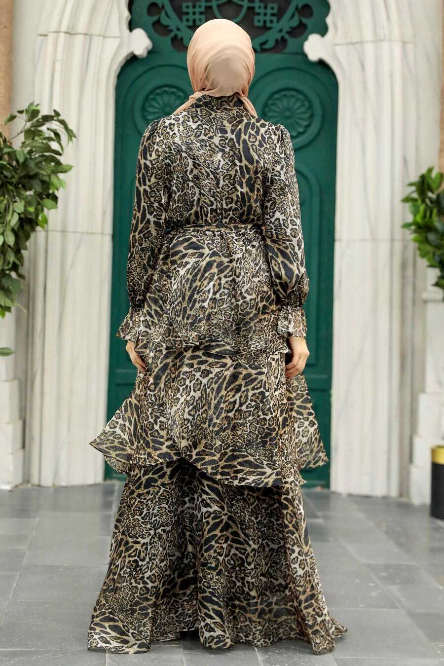 Neva Style - Leopard Hijab For Women Dress 3825LP
