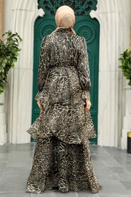 Neva Style - Leopard Hijab For Women Dress 3825LP - Thumbnail