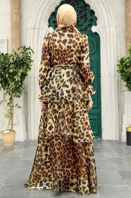 Neva Style - Light Leopard Hijab For Women Dress 3825ALP - Thumbnail