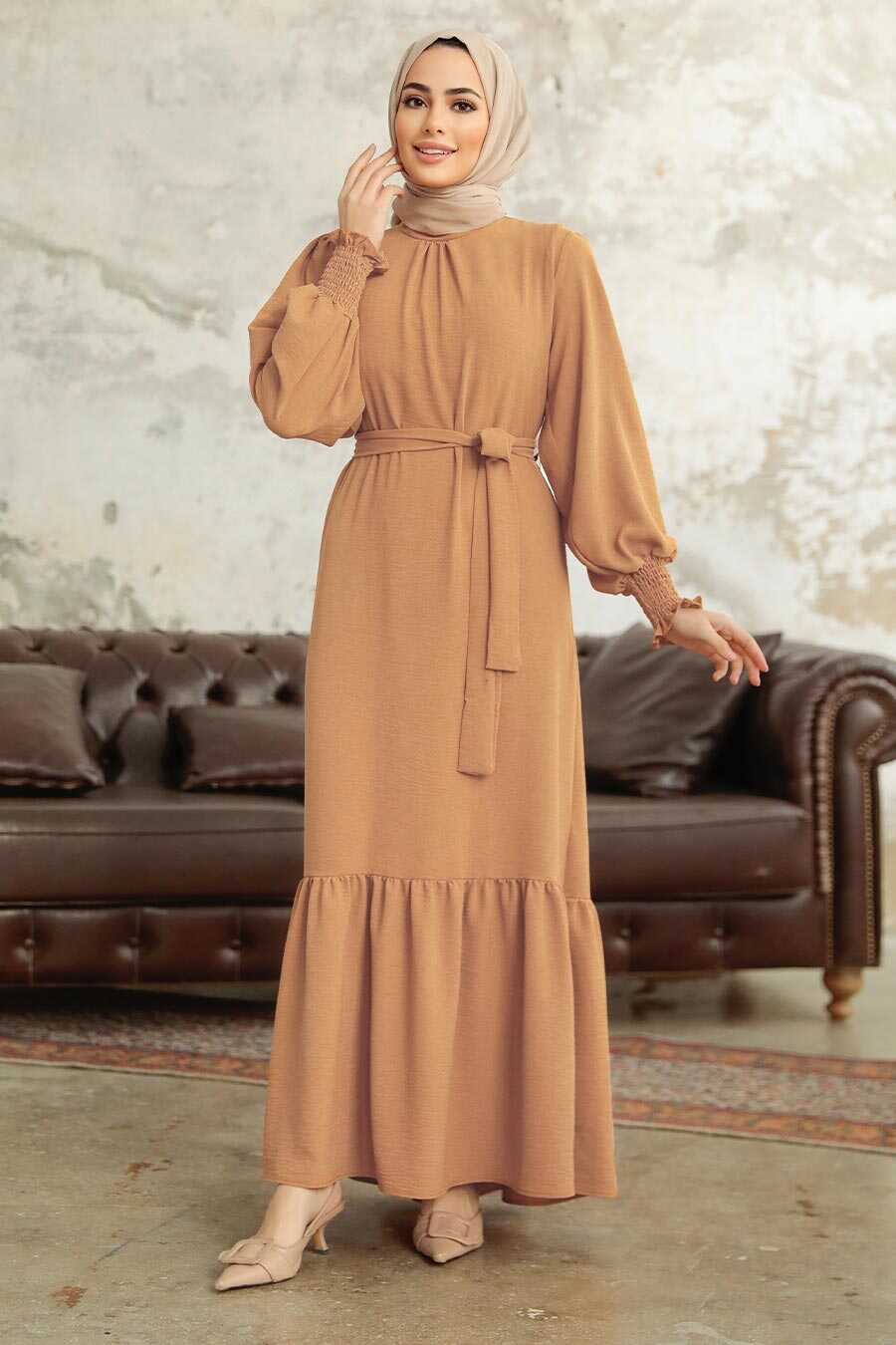 Neva Style - Long Biscuit Hijab Dress 5972BS