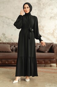 Neva Style - Long Black Hijab Dress 5972S - Thumbnail
