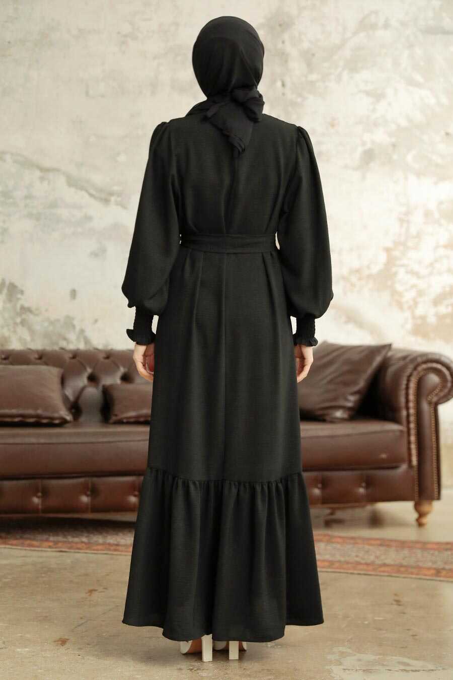 Neva Style - Long Black Hijab Dress 5972S
