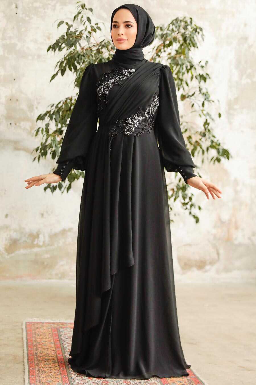 Neva Style - Long Black Hijab Prom Dress 25838S