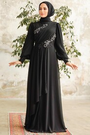 Neva Style - Long Black Hijab Prom Dress 25838S - Thumbnail