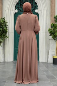 Neva Style - Long Dark Mink Muslim Women Clothing Prom Dress 25838KV - Thumbnail