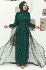 Neva Style - Long Green Modest Bridesmaid Dress 56291Y - Thumbnail