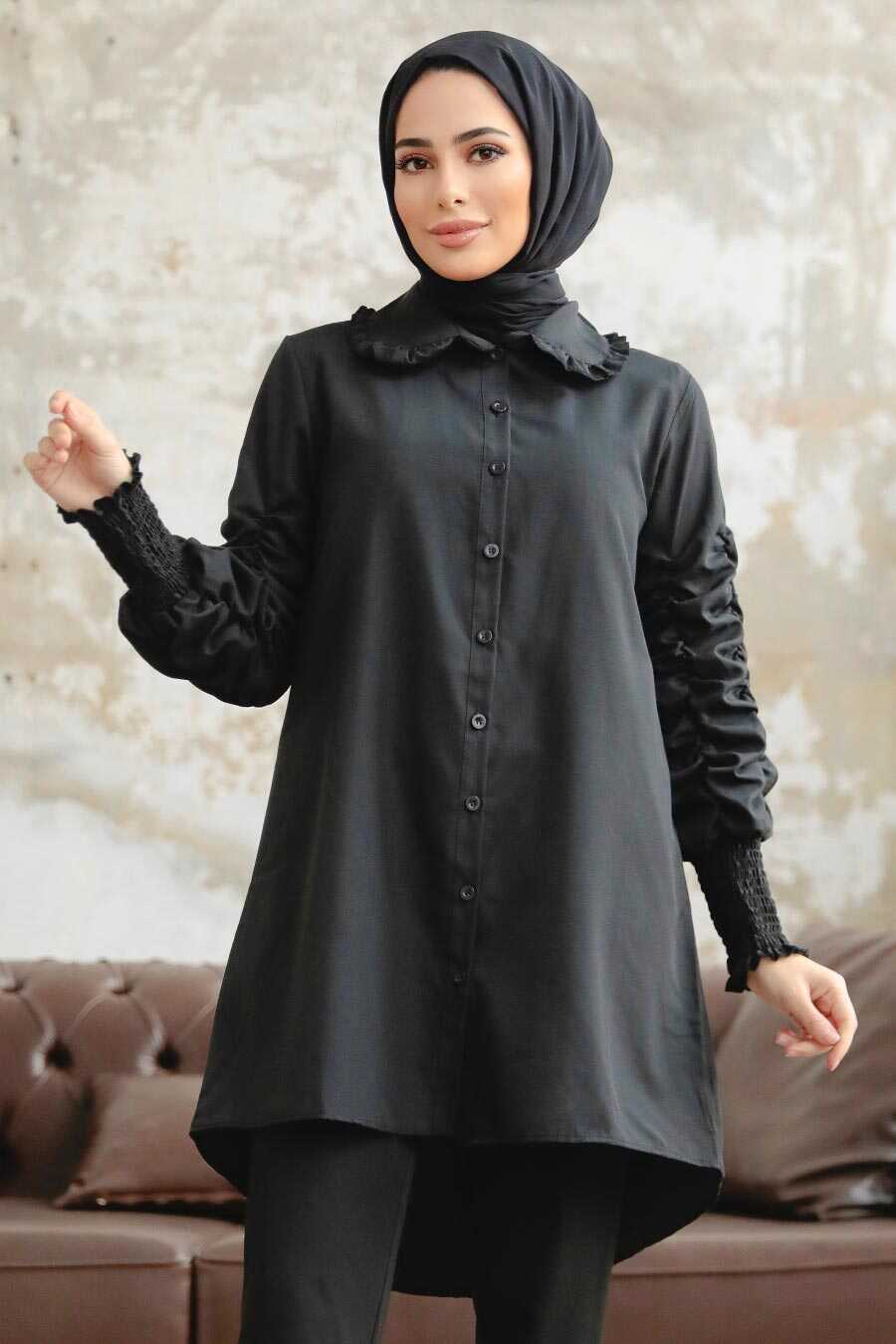 Neva Style - Long Sleeve Black Hijab Tunic 10661S