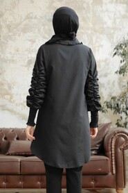 Neva Style - Long Sleeve Black Hijab Tunic 10661S - Thumbnail