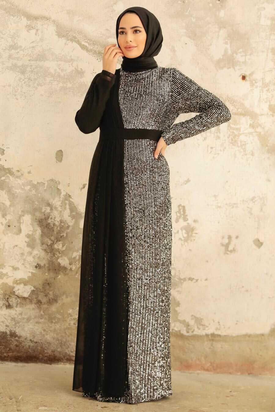 Neva Style - Long Sleeve Black Islamic Prom Dress 25851S