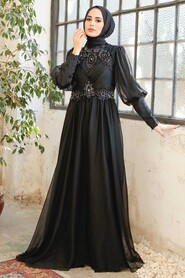 Neva Style - Long Sleeve Black Muslim Evening Dress 25822S - Thumbnail