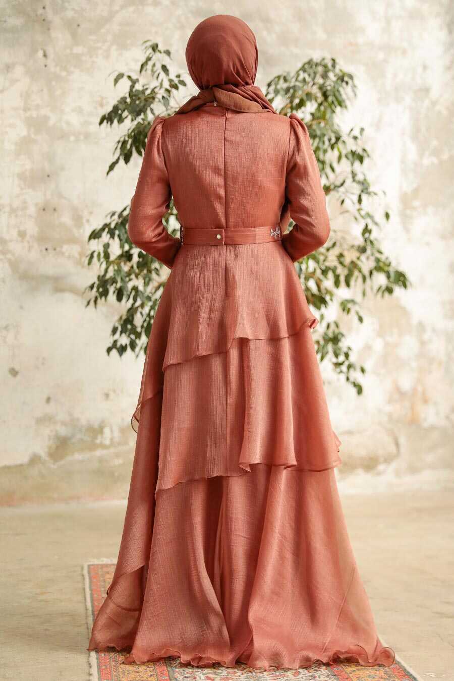Neva Style - Luxorious Copper Islamic Clothing Evening Dress 38221BKR