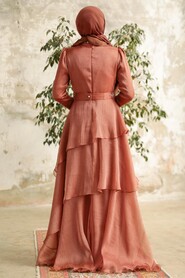 Neva Style - Luxorious Copper Islamic Clothing Evening Dress 38221BKR - Thumbnail