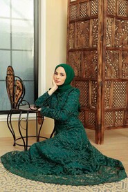 Neva Style - Luxorious Green Modest Prom Dress 3330Y - Thumbnail