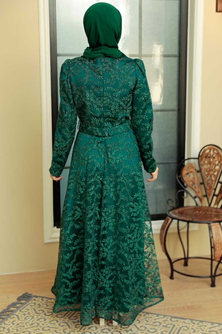 Neva Style - Luxorious Green Modest Prom Dress 3330Y