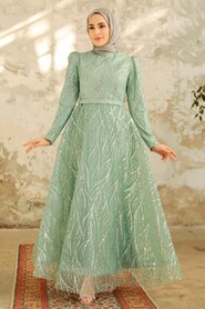 Neva Style - Luxorious Mint Hijab Islamic Prom Dress 22851MINT - Thumbnail