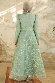 Neva Style - Luxorious Mint Hijab Islamic Prom Dress 22851MINT - Thumbnail
