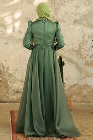 Neva Style - Luxury Almond Green Muslim Evening Gown 3774CY - Thumbnail