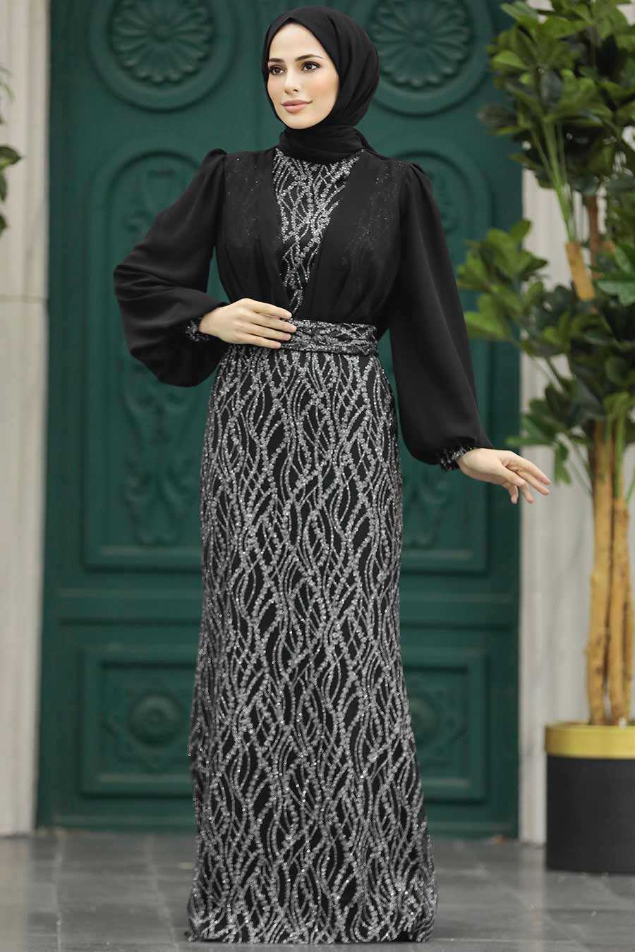 Neva Style - Luxury Black Islamic Clothing Evening Gown 22213S