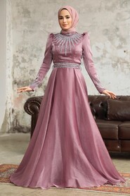 Neva Style - Luxury Dusty Rose Muslim Evening Gown 3774GK - Thumbnail