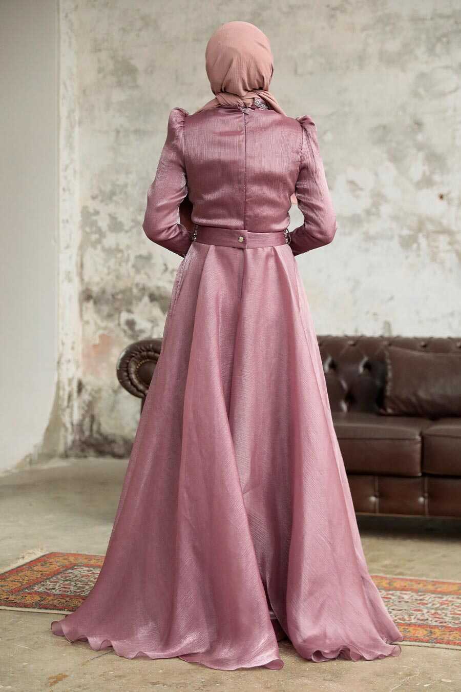 Neva Style - Luxury Dusty Rose Muslim Evening Gown 3774GK