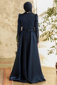 Neva Style - Luxury Navy Blue Muslim Evening Gown 3774L - Thumbnail