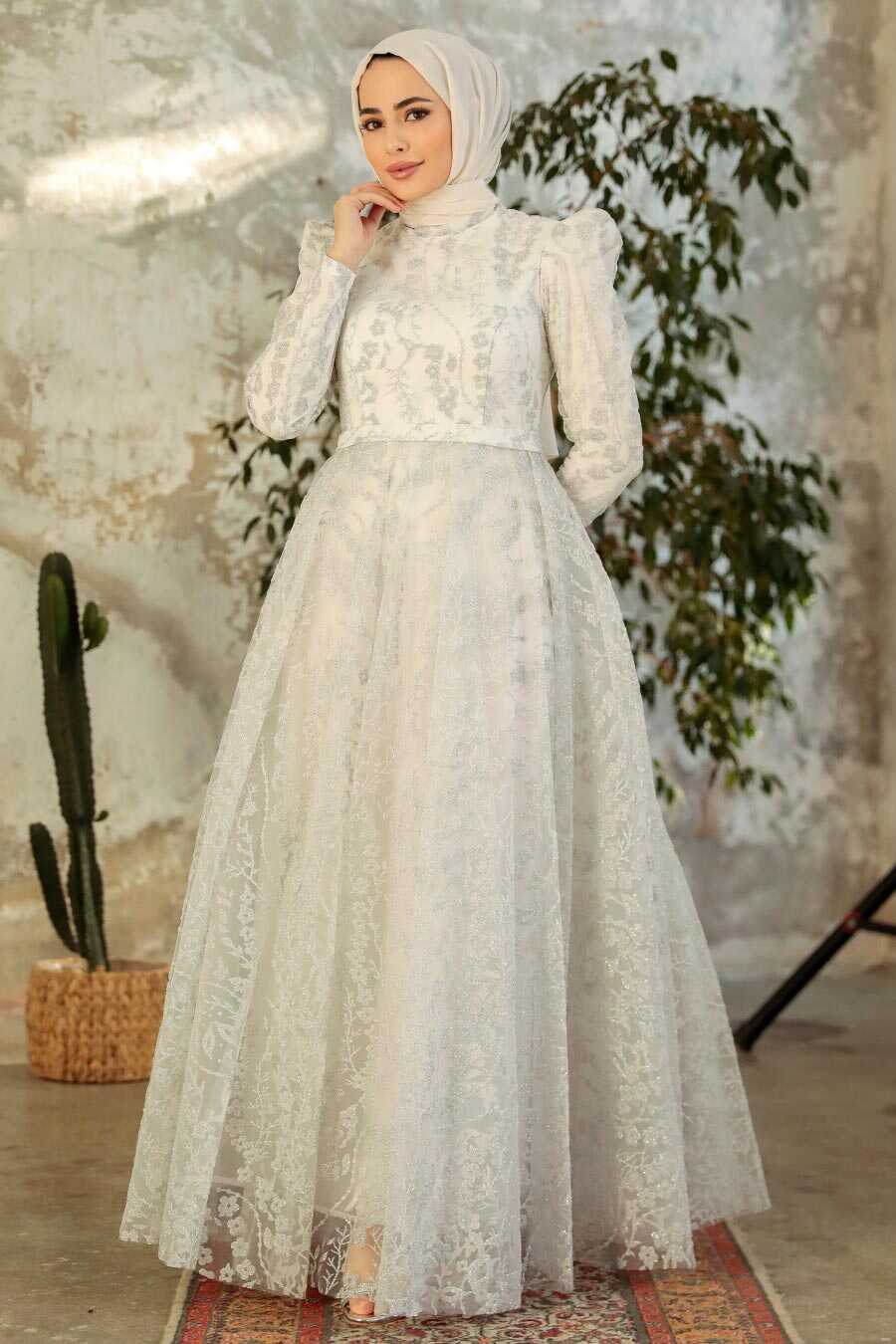 Neva Style - Luxury White Muslim Wedding Dress 22780B