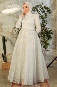 Neva Style - Luxury White Muslim Wedding Dress 22780B - Thumbnail