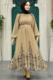 Neva Style - Mink Hijab Dress 3817V - Thumbnail