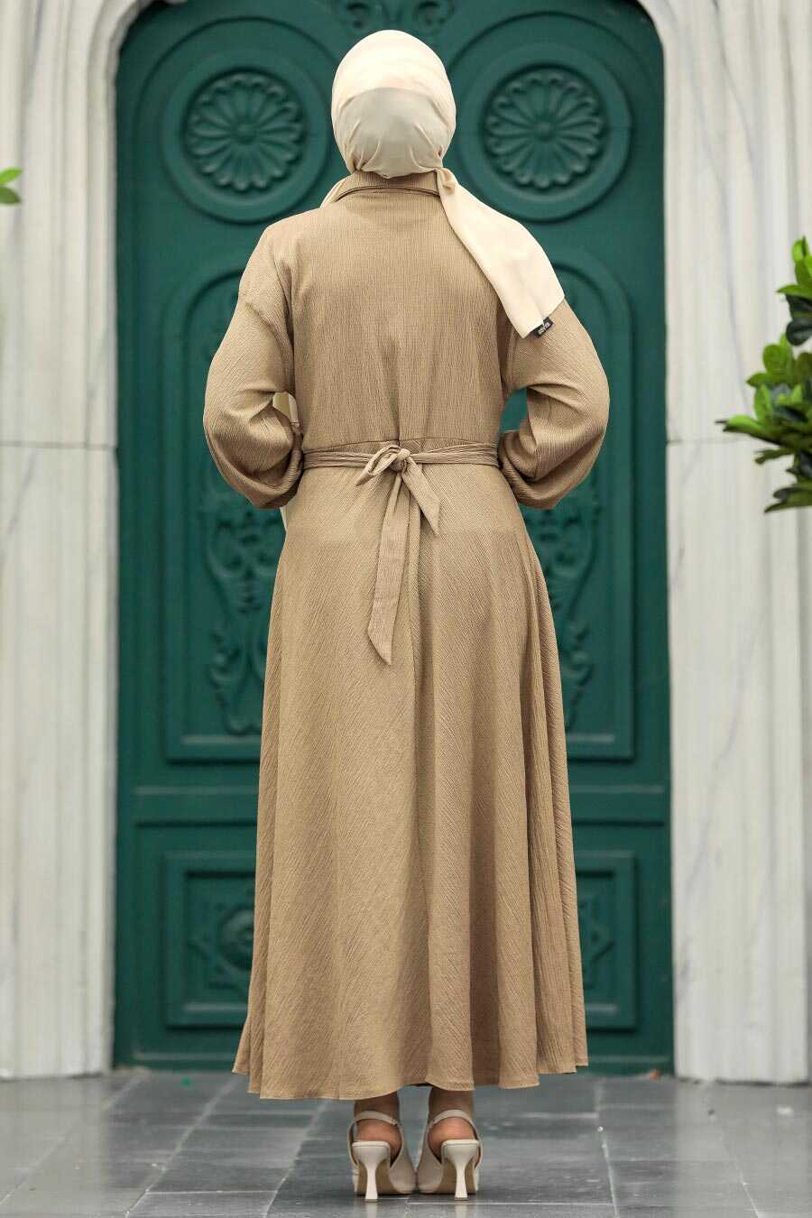 Neva Style - Mink Muslim Long Dress Style 5858V