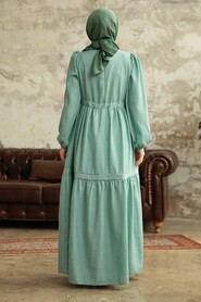 Neva Style - Mint Hijab Maxi Dress 5864MINT - Thumbnail