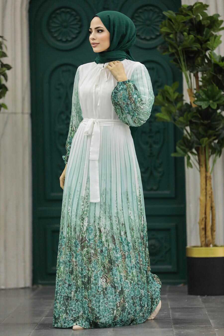 Neva Style - Mint Long Dress for Muslim Ladies 38402MINT