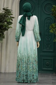 Neva Style - Mint Long Dress for Muslim Ladies 38402MINT - Thumbnail