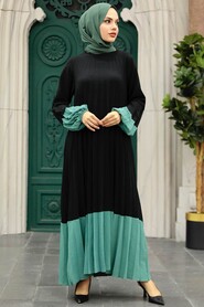 Neva Style - Mint Long Muslim Dress 76842MINT - Thumbnail