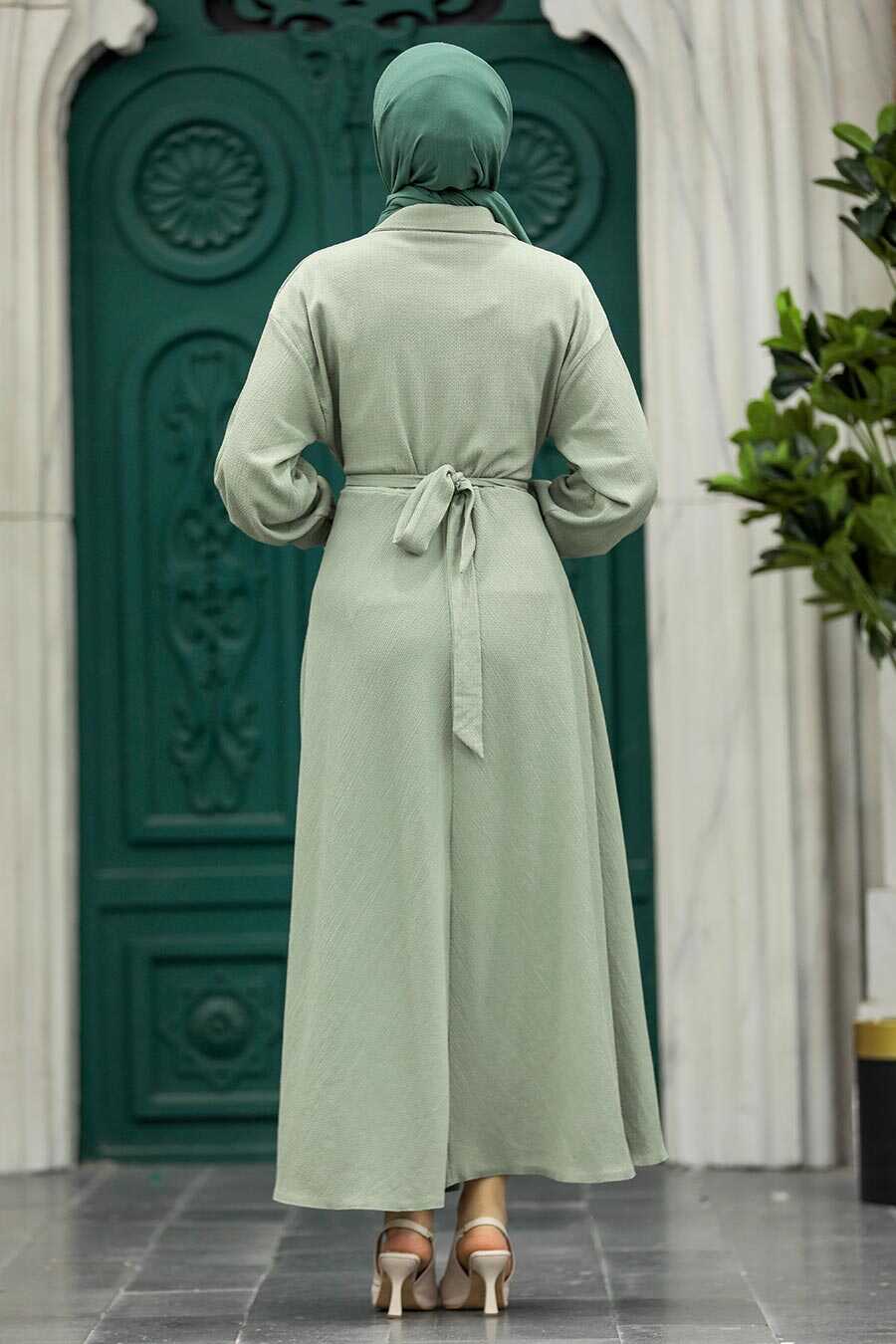 Neva Style - Mint Muslim Long Dress Style 5858MINT