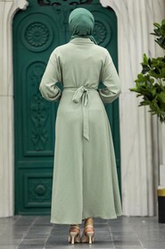 Neva Style - Mint Muslim Long Dress Style 5858MINT - Thumbnail